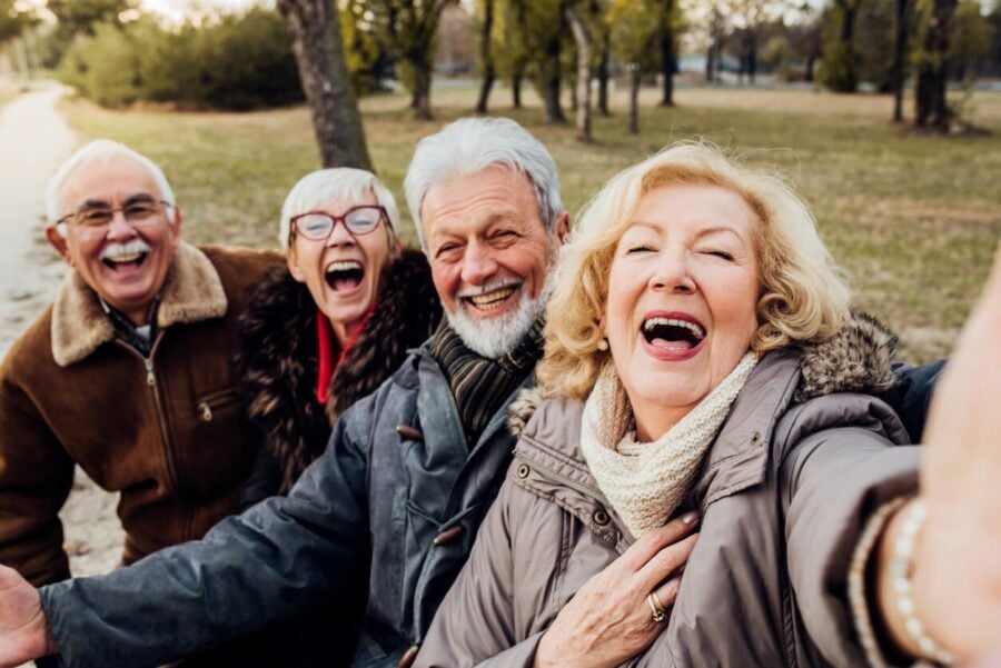 group of seniors laughing funny retirement poems