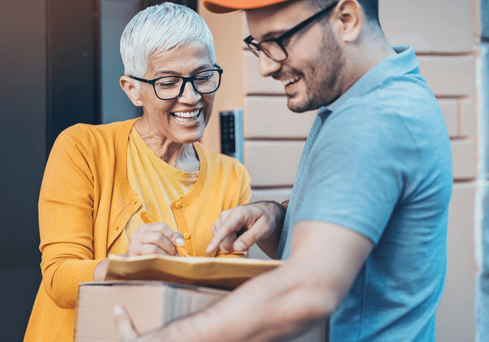 senior woman receiving a parcel how much is amazon prime for seniors? 