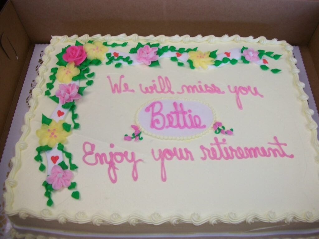cute cake with flowers what to write on a retirement cake