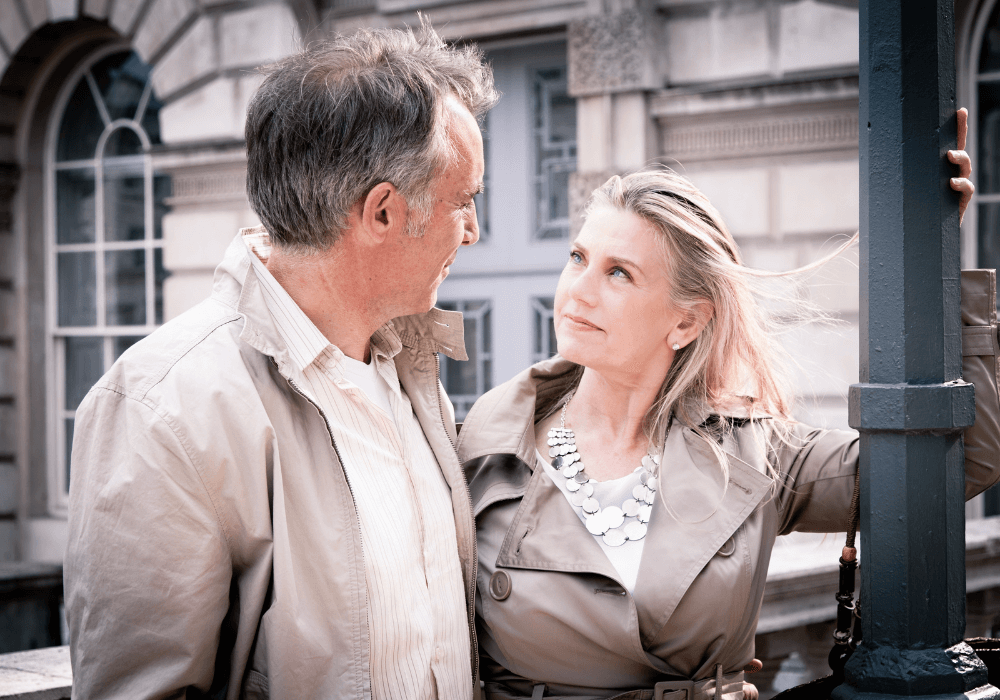 mature couple staring at each others eyes red flags when dating in your 50s