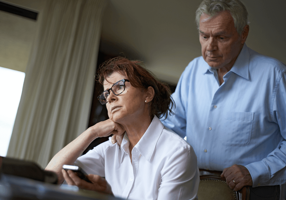 older couple looking sad Grown Children Ignore Their Parents